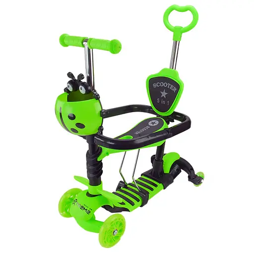 Самокат детский 3-х колесный Scooter Children's SC2501(Green) 3в1 светящиеся колеса, зеленый