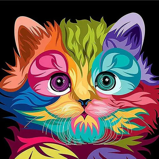 Алмазна мозаїка зі стразами на підрамнику Кольоровий кіт 20*30 см - фото 1