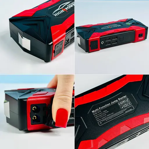 Пуско-зарядное устройство бустер Jump Starter QY33 99800mAh 4 USB Черно-красный - фото 9