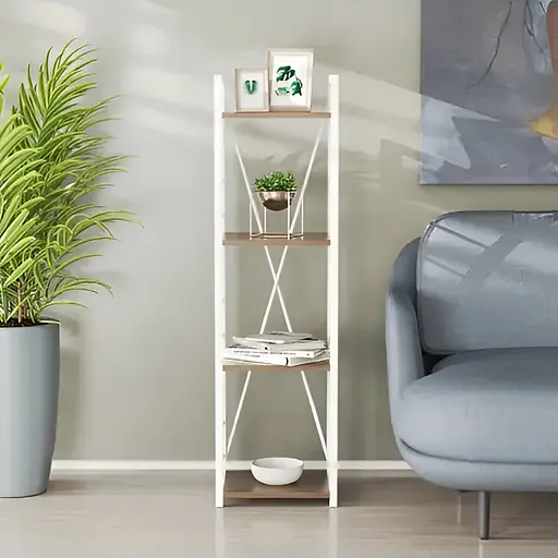 Этажерка 4/34 Ferrum-decor Серии Коннект 120x34x28 белый ДСП Дуб Сонома Труфель 16мм (FRD-104281)