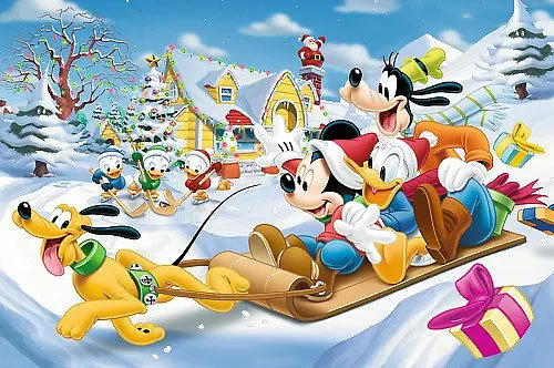 Набор Пазлы - (54 элм. мини) - "Прогулка на санках" / Дисней: Мики Маукс - фото 1