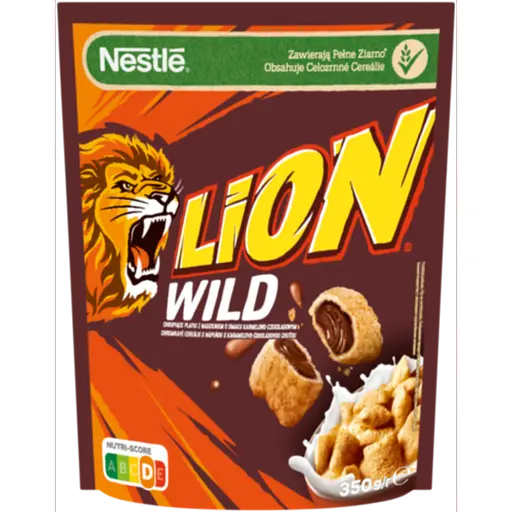 Готовий сухий сніданок Lion Wild Злакові подушечки з шоколадом, вітамінами та залізом 350