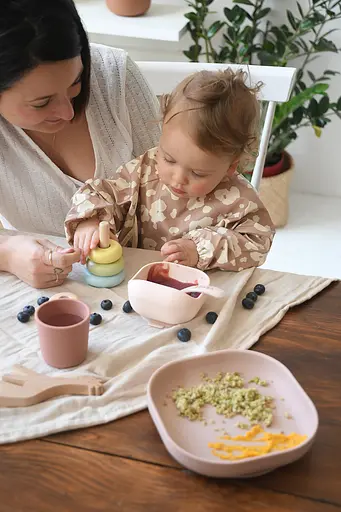 Набір Beaba 4+ тарілка миска стакан ложка рожевий/кремовий (913604) - фото 14