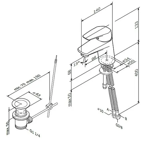 Змішувач для умивальника з донним клапаном AM.PM Gem F9082100 - фото 11
