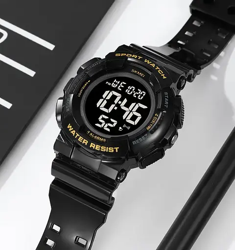 Чоловічий наручний спортивний годинник Skmei 2081 Чорний з золотом /Чорний - фото 6