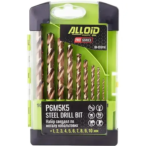 Набір свердел по металу кобальтових Alloid Building Tools 1-10 мм Р6М5K5 (DB-3510110) - фото 1