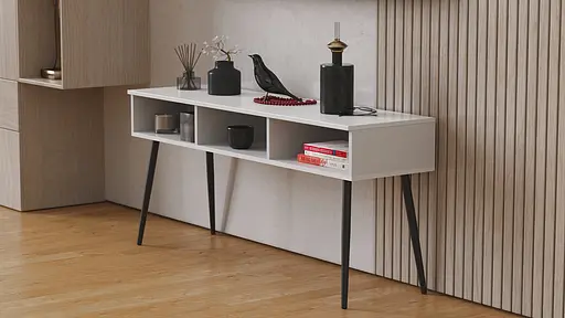 Тумба під телевізор Кентуккі Ferrum-decor 45x139x38 Чорний метал ДСП Білий 16 мм (FRD-106733) - фото 3