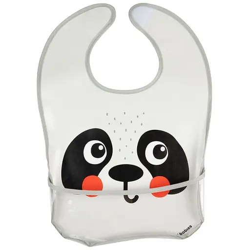 Слинявчик Canpol babies Hello Little пластмасовий з кишенькою панда (9/232_whi) - фото 2