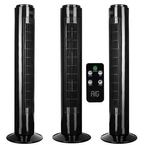 Колонный вентилятор Calid с пультом, 3 скорости, осцилляция, таймер, 45Вт, черный