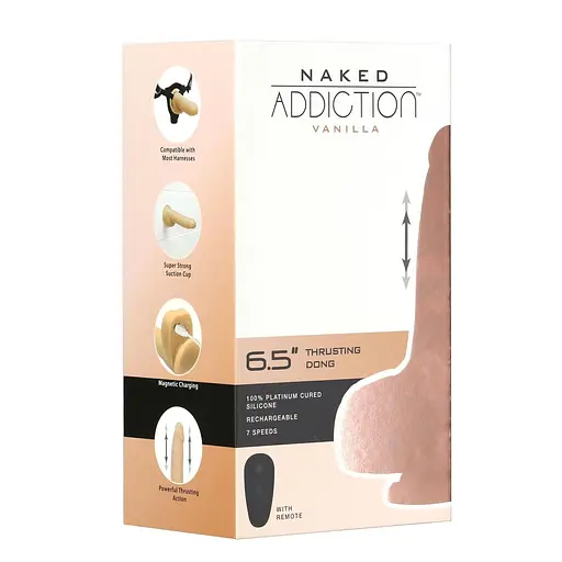 Фалоімітатор-пульсатор Naked Addiction 6.5″ Thrusting Dong With Remote, руху вперед-назад, пульт - фото 7