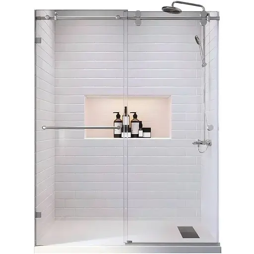 Двері в нішу Koer SR SD06-140x220-TR-01 прозоре скло Easy Clean 8 мм, хром KR5368, універсальні, прозорий, хром - фото 1