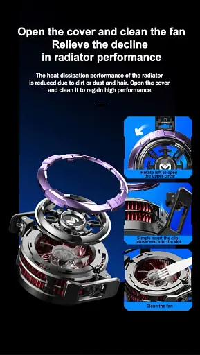 Кулер активне охолодження для телефону / планшета Memo CX08 AI c магнітним і механічним кріпленням Purple (18515) - фото 5