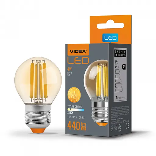 LED лампа VIDEX Filament G45FA 4W E27 2200K бронза - фото 1
