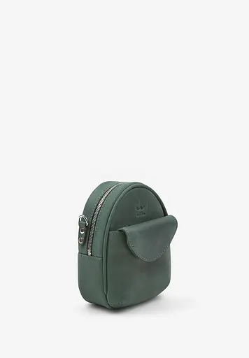 Шкіряна жіноча міні-сумка Kroha зелена vintage - фото 4