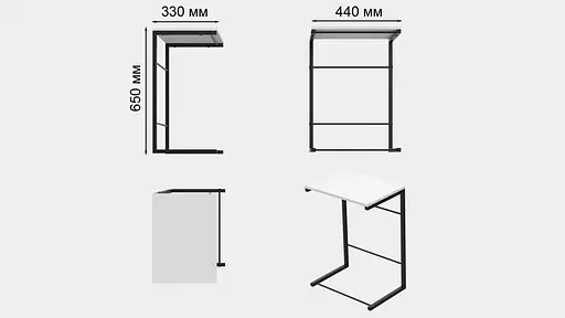 Столик Терри Ferrum-decor 650x440x330 Черный металл ДСП Белый 16 мм (FRD-104648) - фото 8