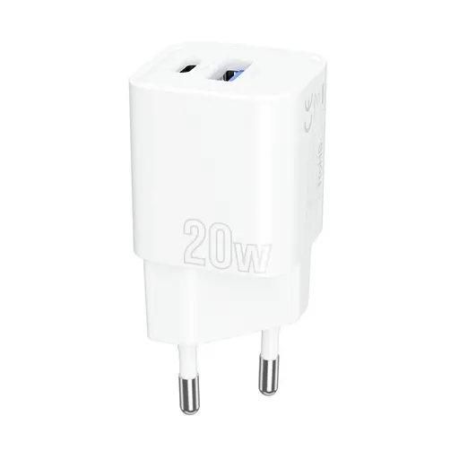 Зарядное устройство адаптер Proove Silicone Power Plus 20W (Type-C+USB) белое - фото 2