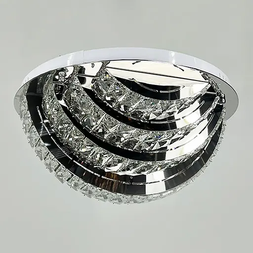 Стельова хромована люстра із прозорим кришталем 50 см Line F Арт. C8772 500 CH - фото 1