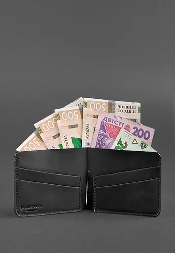 Кожаный портмоне 4.4 (с зажимом) черный Crazy Horse - фото 4