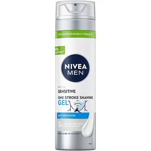 Гель для гоління Nivea Men Sensitive One Stroke Shave 200 мл