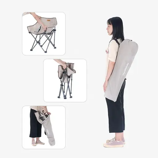 Крісло складане Naturehike NH20JJ022 600D Oxford Cotton / сталь бежевий - фото 3