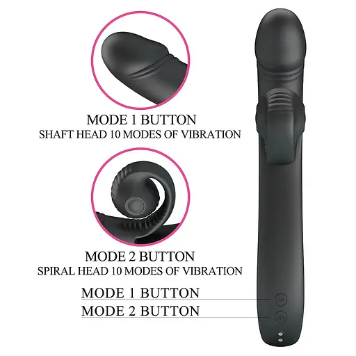 Вібратор Pretty Love Romance Beau Snail 23 см (чорний) - фото 2