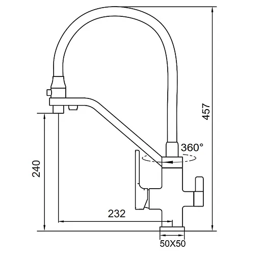 Смеситель для кухни на две воды Koer KB-72009-05 KR5007 Черный матовый - фото 10