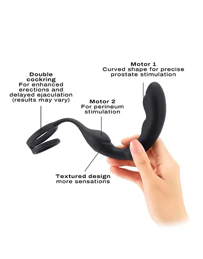 Эрекционное кольцо со стимулятором простаты Dorcel P- Ring 18 см черный - фото 7