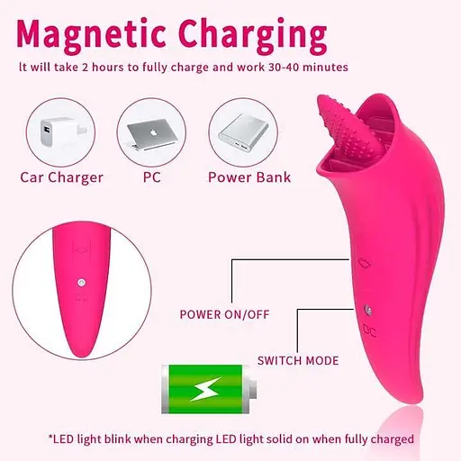 USB-вибратор для оральных удовольствий в форме языка Фуксия K0598-1 - фото 4