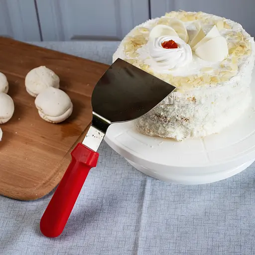 Шпатель скребок лопатка для теста из нержавеющей стали с пластиковой ручкой 25 см, Kitchen Master Желтый 85762 - фото 10