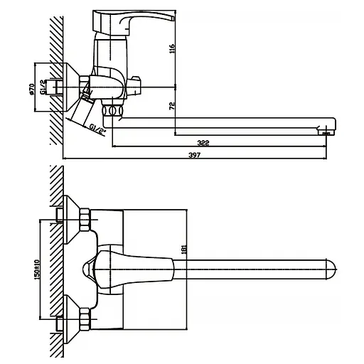 Смеситель для ванны Haiba Focus 006 матовый HB0119 Satin - фото 2