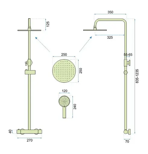 Душовя система Rea Vincent з термостотом brushed gold REA-P6602, Золотий - фото 7