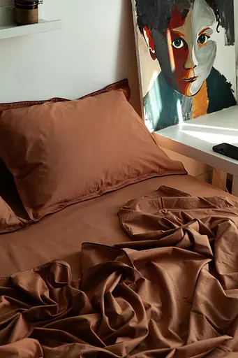 Комплект постільної білизни двоспальний євро 200х220 см варена бавовна White Dream Теракот (2008) - фото 3