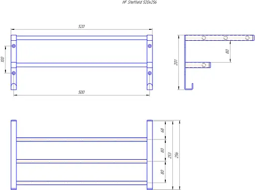 Полиця для рушників з настінним кріпленням HF Sheffield 520x256 3.0.1101.13.BM, Чорний матовий - фото 4