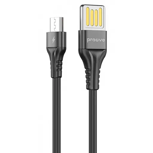 Кабель USB 2.0 AM - microUSB (5P), 1 м, чорний, Proove "Double Way", 2.4A - фото 1