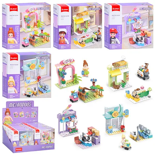 Конструктор SLUBAN Рожева серія Магазин/салон, від 107 деталей, фігурка, (В асортименті) - фото 2