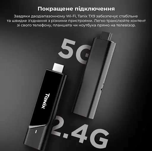Смарт ТВ приставка Android SmartTV Box Tanix TX-9 2/16Gb Wi-Fi 5G 4K TV Stick - фото 4