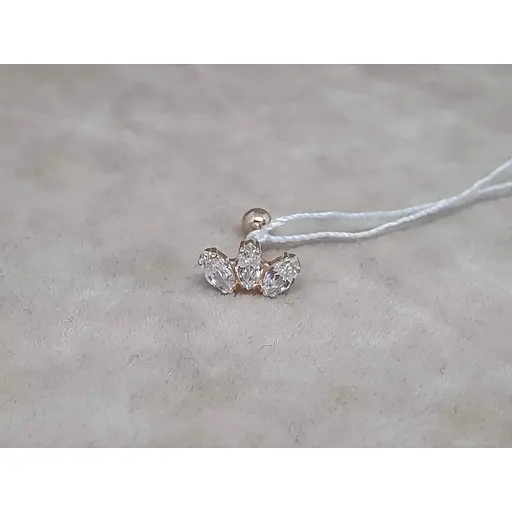 Золота сережка для пірсингу хеліксу Ірій з фіанітами. З40034ШТ - фото 3