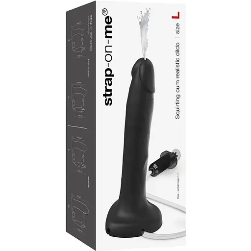 Фаллоимитатор, заканчивающий Strap-On-Me Squirting Cum Dildo Realistic Black L