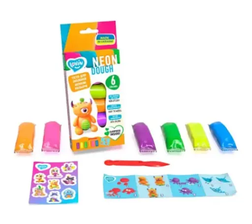 Набор для лепки с тестом, 6 цветов Neon Assorted, TM Lovin