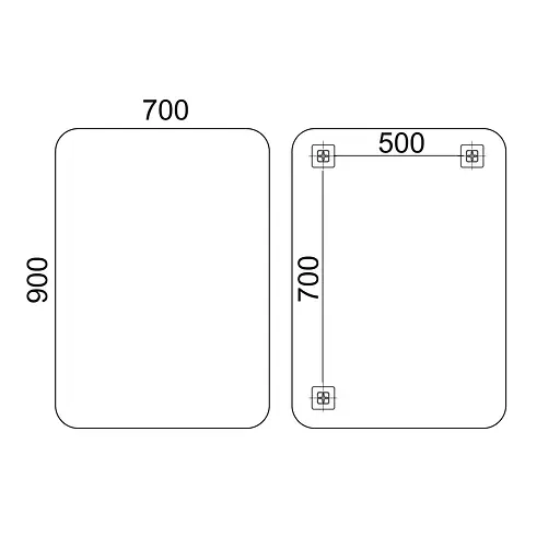 Дзеркало Lidz Nicole 700x900 настінне прямокутне зі завкругленими кутами LD78NI7090 - фото 2