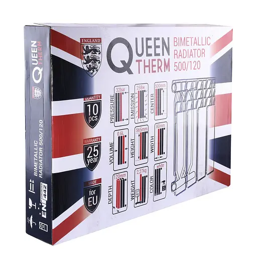 Радіатор біметалевий секційний Queen Therm 500/120 (кратно 10), Білий - фото 3
