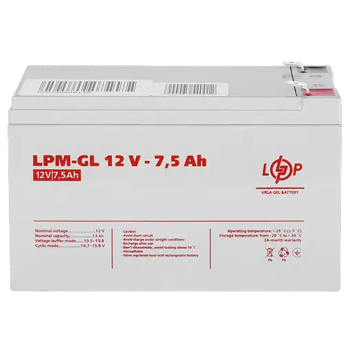 Аккумулятор гелевой LPM-GL 12V - 7.5 Ah - фото 4