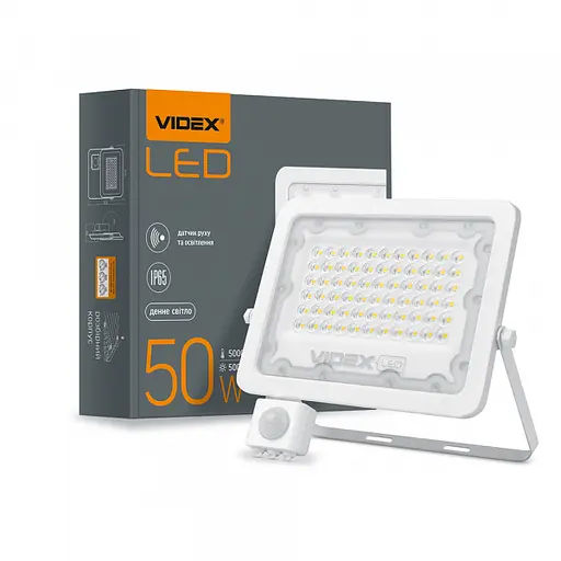 LED прожектор VIDEX F2e 50W 5000K с датчиком движения и освещенности - фото 1