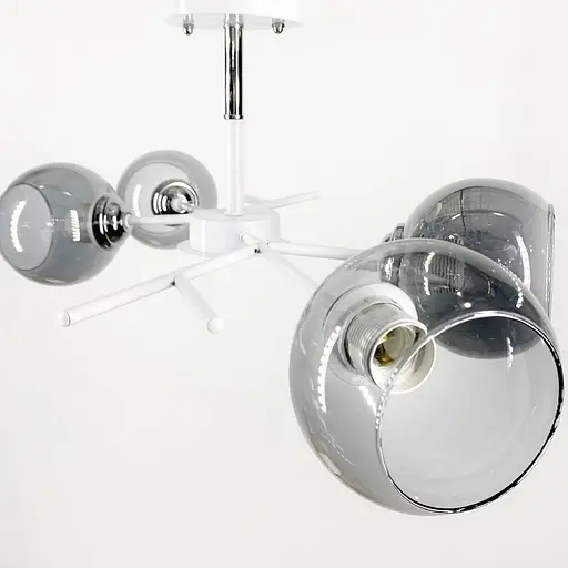 Люстра на 4 графитовых плафона в белом корпусе 75х22 см | Ст. 088N/4 WT+CH+GR | Line F - фото 1