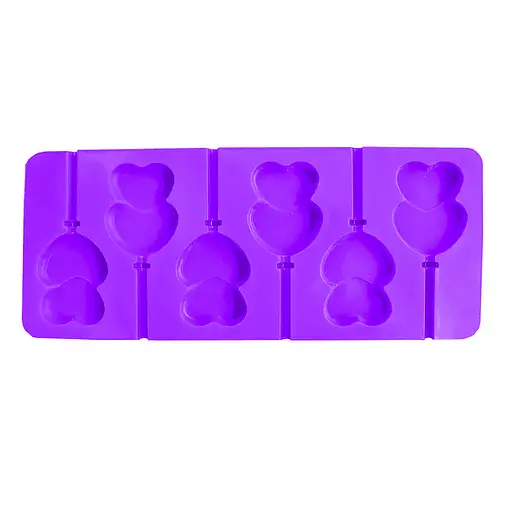 Силиконовая форма для леденцов и конфет на палочке "Сердечки", Kitchen Master Фиолетовый 87403 - фото 1