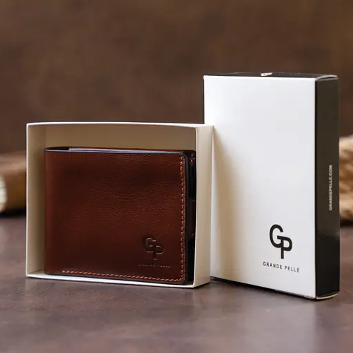 Мужской кожаный портмоне Grande Pelle 11х9х2 см acs0026387 - фото 8