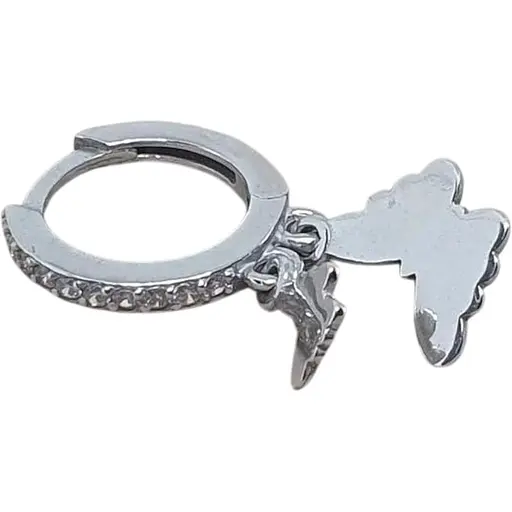 Серебряная моносерьга Ирий Бабочка с фианитами. 4871