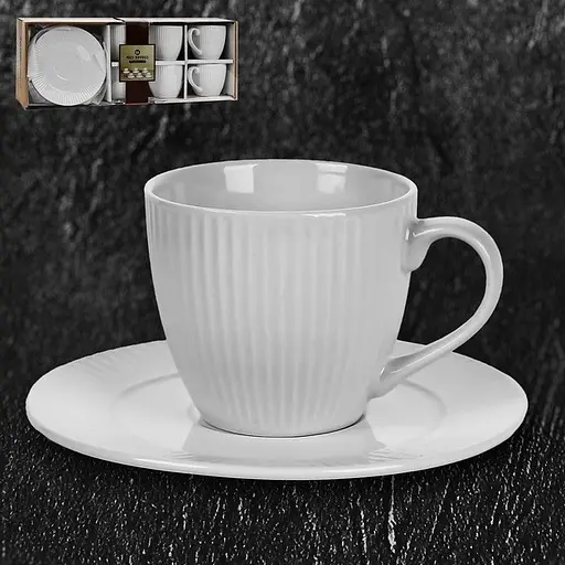 Фарфоровый кофейный сервиз Stenson R96398 на 6 персон 260мл Набор для кофе 12 предметов Белый - фото 2
