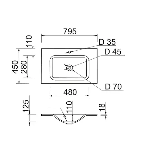 Раковина Adamant умывальник Adamant искусственный камень прямоугольная - фото 5