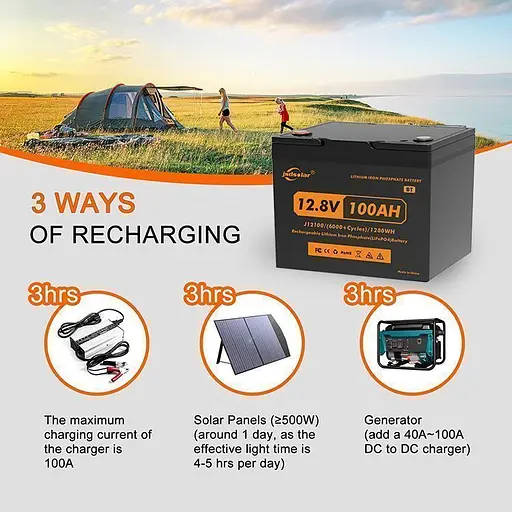 Акумулятор JSDsolar LiFePO4 12V (12.8V/100Ah/1280Wh) (JSDS12100LED) [152899] - фото 8